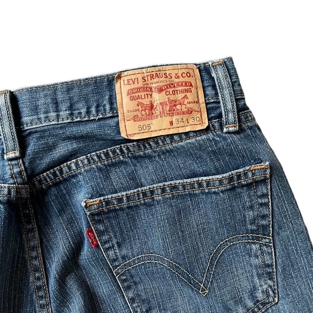 Levi’s 505 Vintage Straight Fit Straight Leg Denim Men’s Jeans Size 34x30